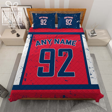 Custom Quilt Sets Washington Jersey Personalized Ice hockey Premium Quilt Bedding for Men Women